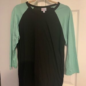 LulaRoe Randy Baseball Mint/Black T-shirt Large